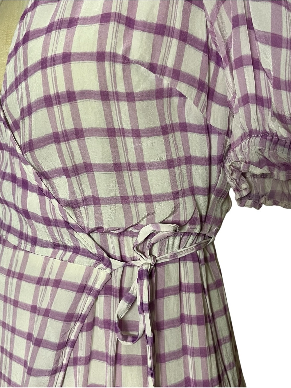 Lily and Lionel x Anthropologie Fifi Plaid Wrap Midi Dress Size 6 - Picture 5 of 16